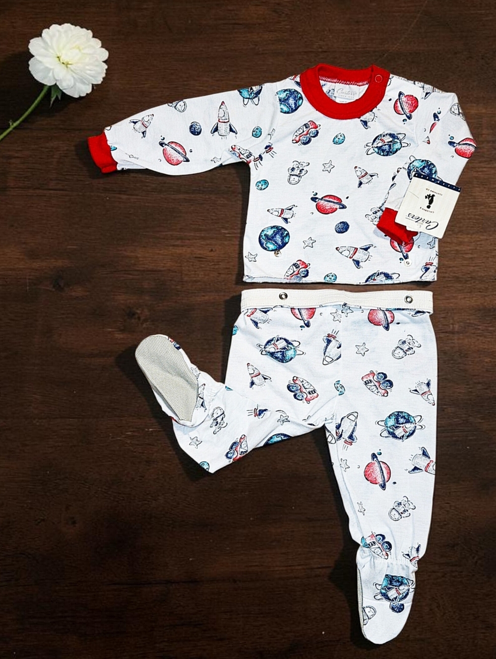 Vintage Carter's Sleepwear 2 Piece Footed Snap Together Space Pajamas 9-12M NWT